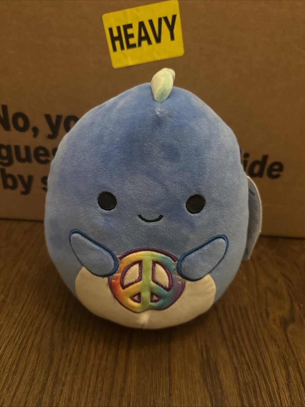 NWT Original Squishmallows 7.5" Brody The Dinosaur With Peace Sign